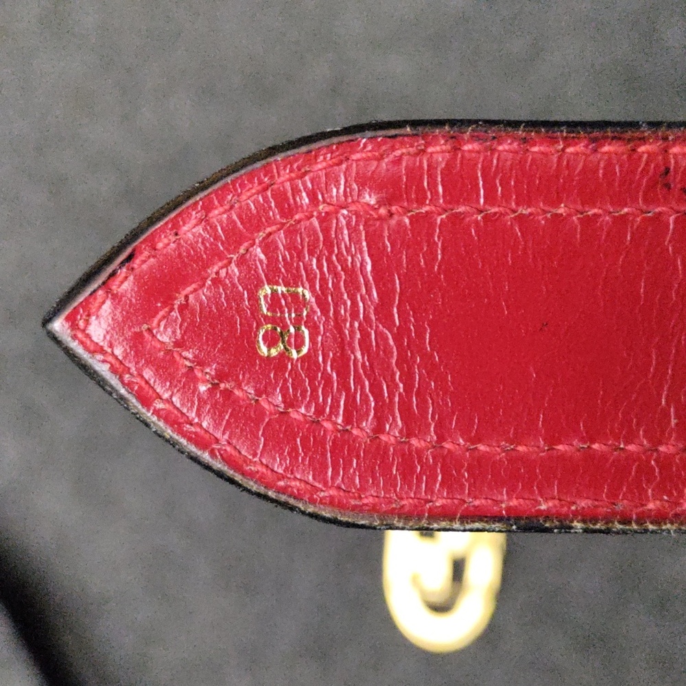 Gucci GG Red Canvas Belt with Gold/Silver Buckle - Picture 5 of 6